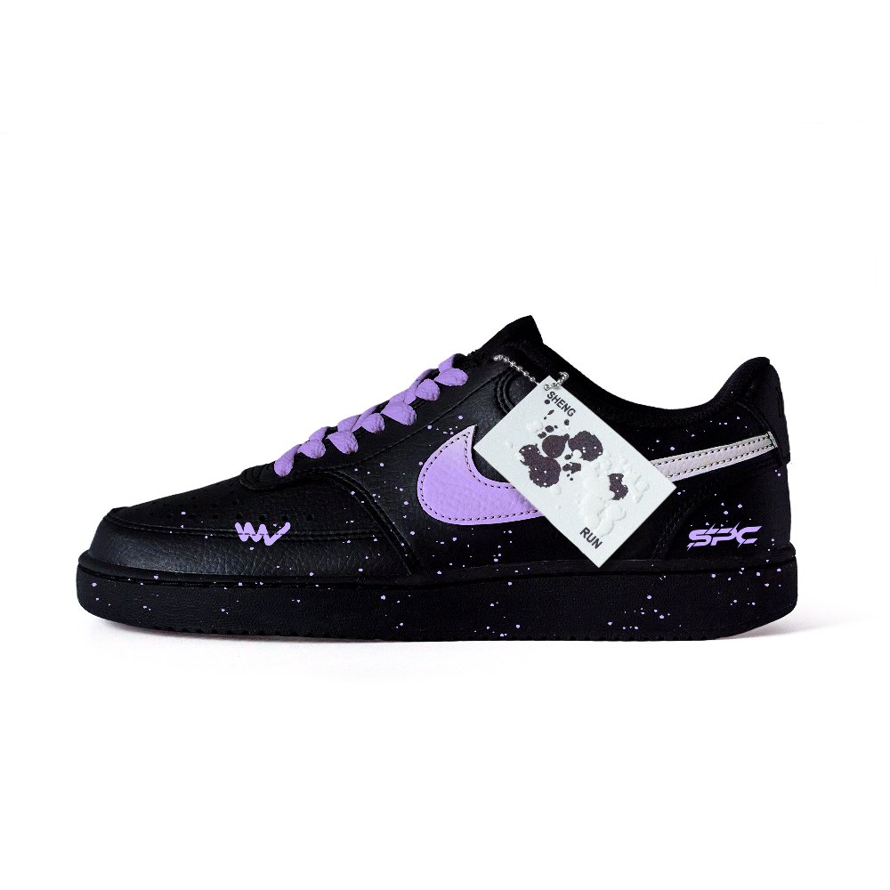 Nike Court Vision Qimanshi Small Flower Anti Slip Wear Resistant Low Top Skateboard Shoes Unisex Violet