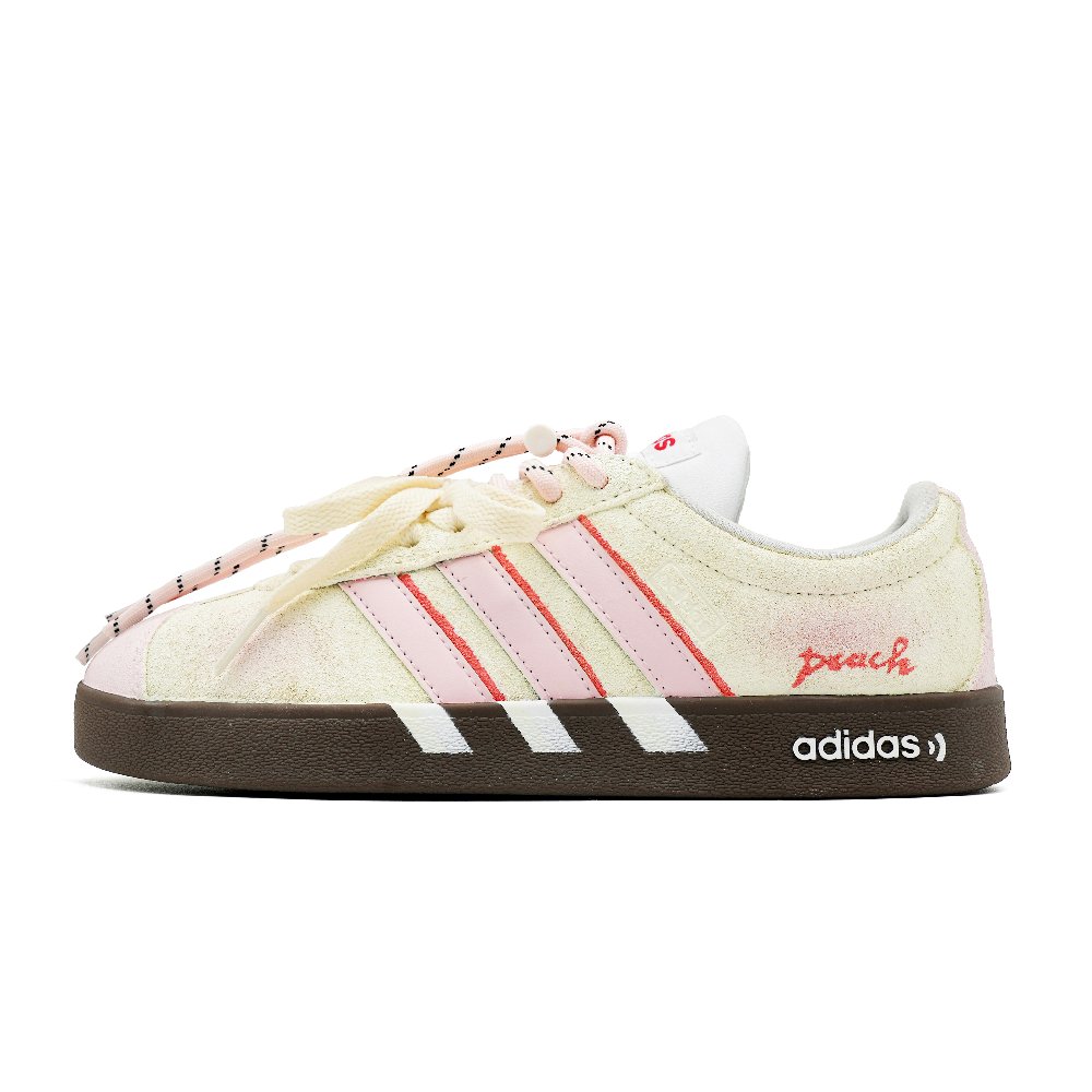 Adidas VL COURT 2.0 Lifestyle Peach Pink Stroll Abrasion Resistant Low Top Skateboard Shoes Unisex Pink