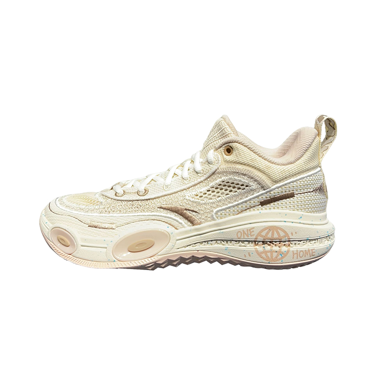 Anta Raid Cushioned Slip Resistant Low Top Basketball Shoes Men's Beige Brown
