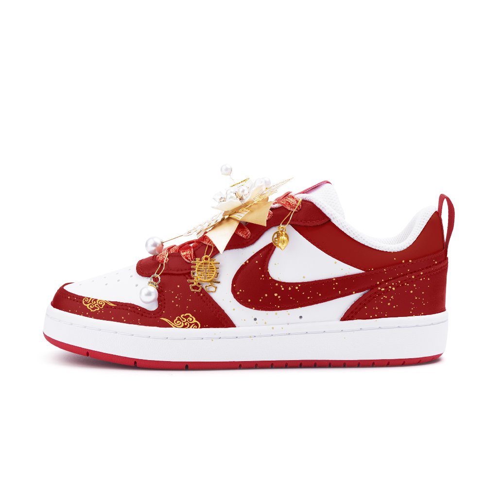 Nike Court Borough 2 Cushioning, Wear Resistant Low Top Skateboard Shoes Women's Red