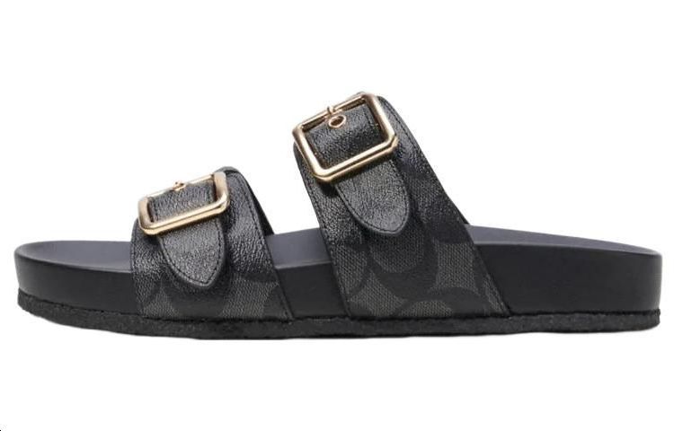 COACH Rubber Sole Abrasion-Resistant Slide Slippers Women's Black