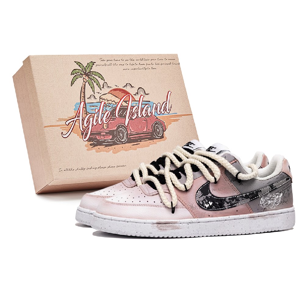 Nike Court Vision 1 Skateboard Shoes Men's Low top Pink/White