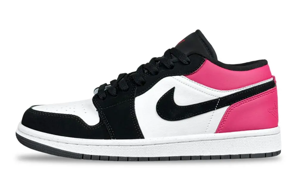 Jordan Air Jordan 1 Pink Leopard Abrasion Resistant Low top Vintage Basketball Shoes Unisex Black Pink