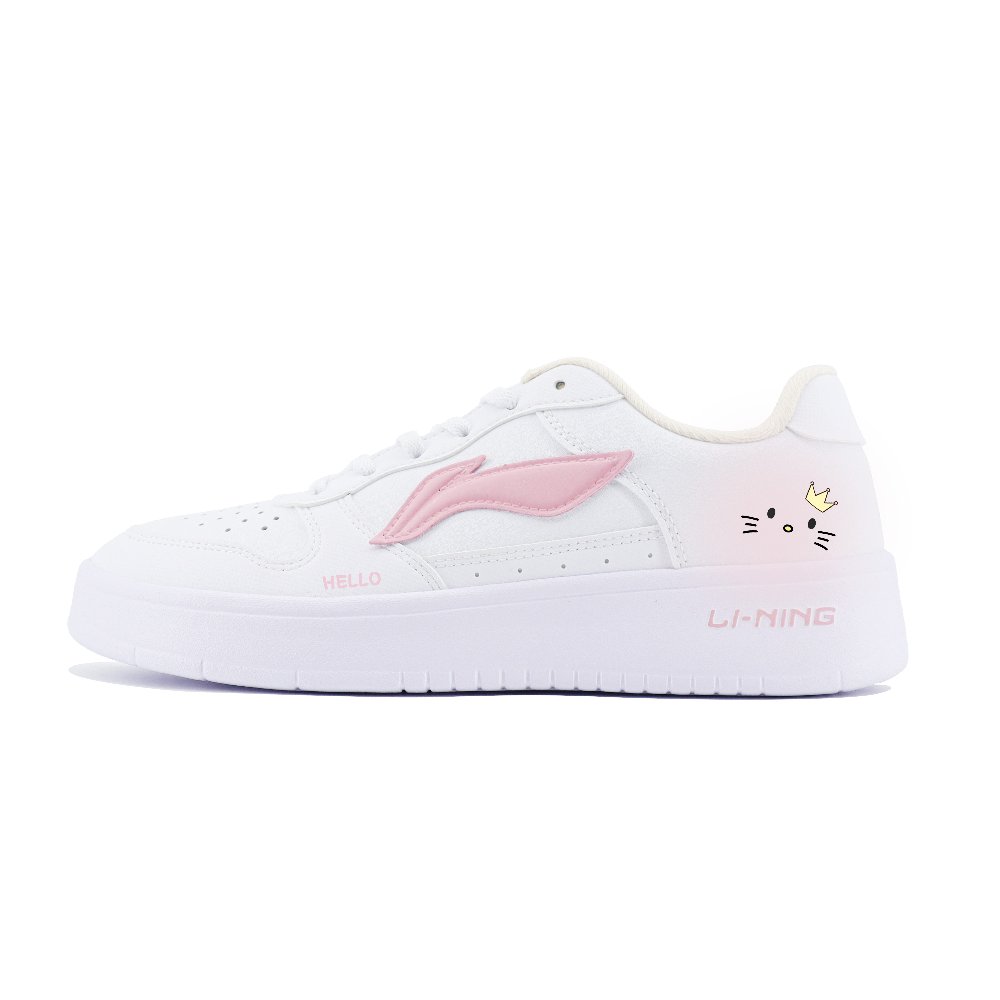 LiNing Pontoon Boats Anti Slip Wear Resistant Low Top Skateboard Shoes Women's White Pink