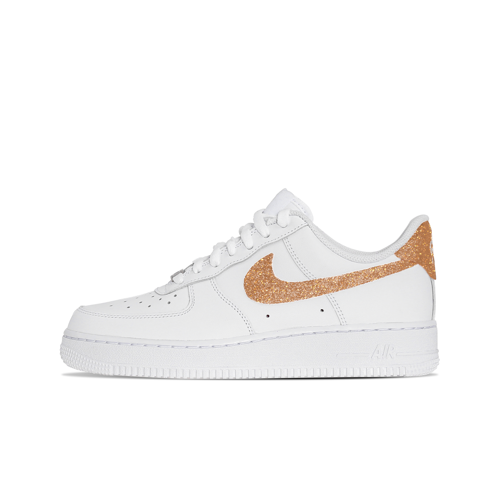 Nike Air Force 1 Anti Slip Wear Resistant Low Top Skateboard Shoes Unisex White Gold