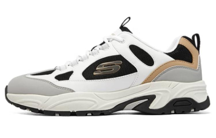 Skechers Cushioning, Wear Resistant Low Top Chunky Sneakers Men's Black Gold
