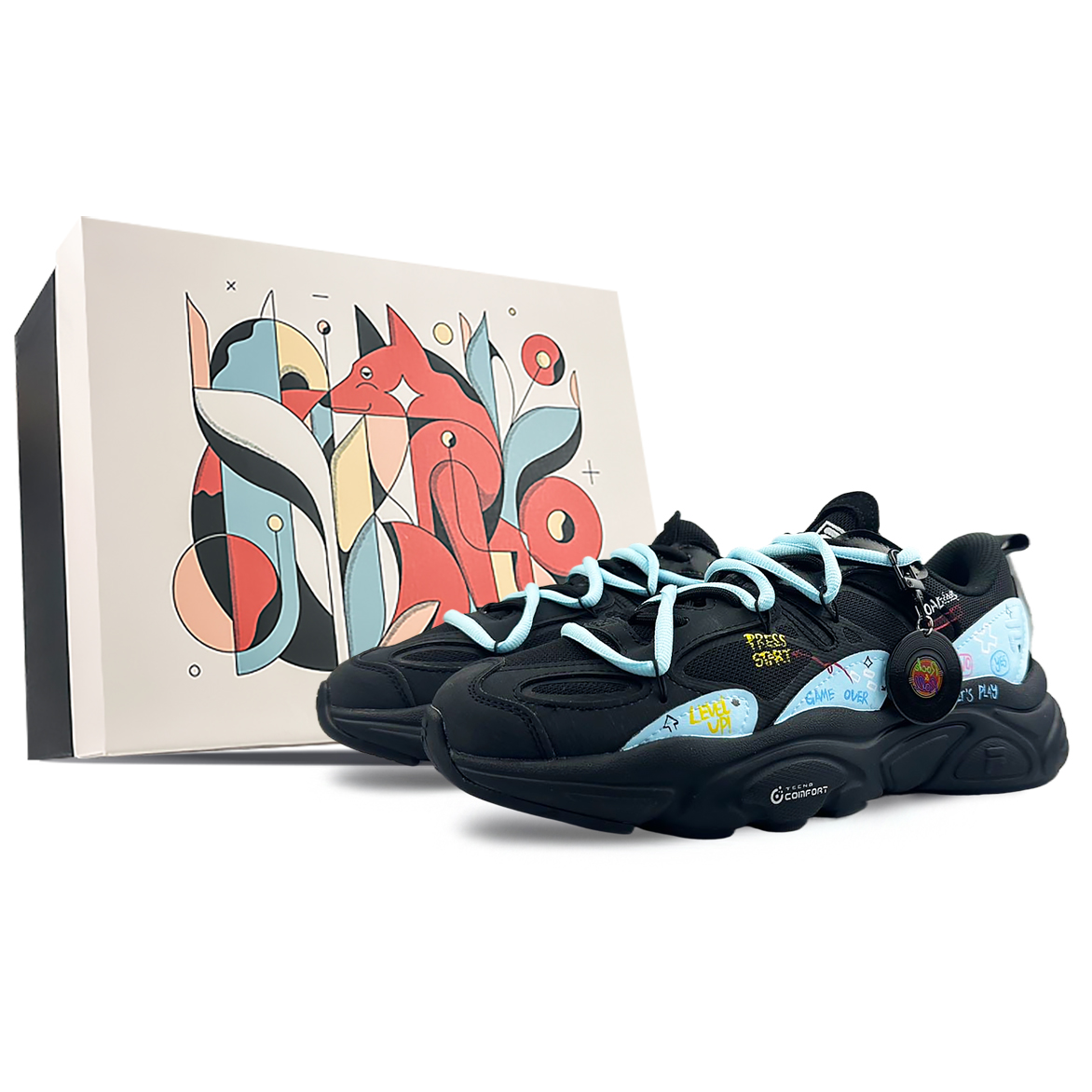 FILA Mars 2 Cushioning Anti-Slip And Wear-Resistant Low-Top Casual Shoes Women's Black Blue