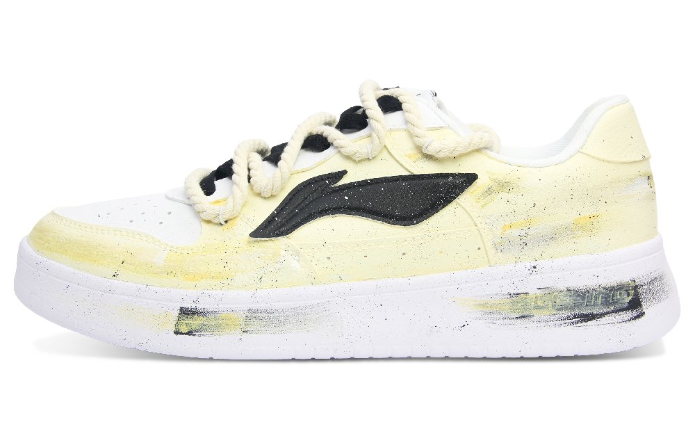 LiNing Pontoon Boats Slip Resistant Abrasion Resistant Low top Skateboard Shoes Men's Yellow Black