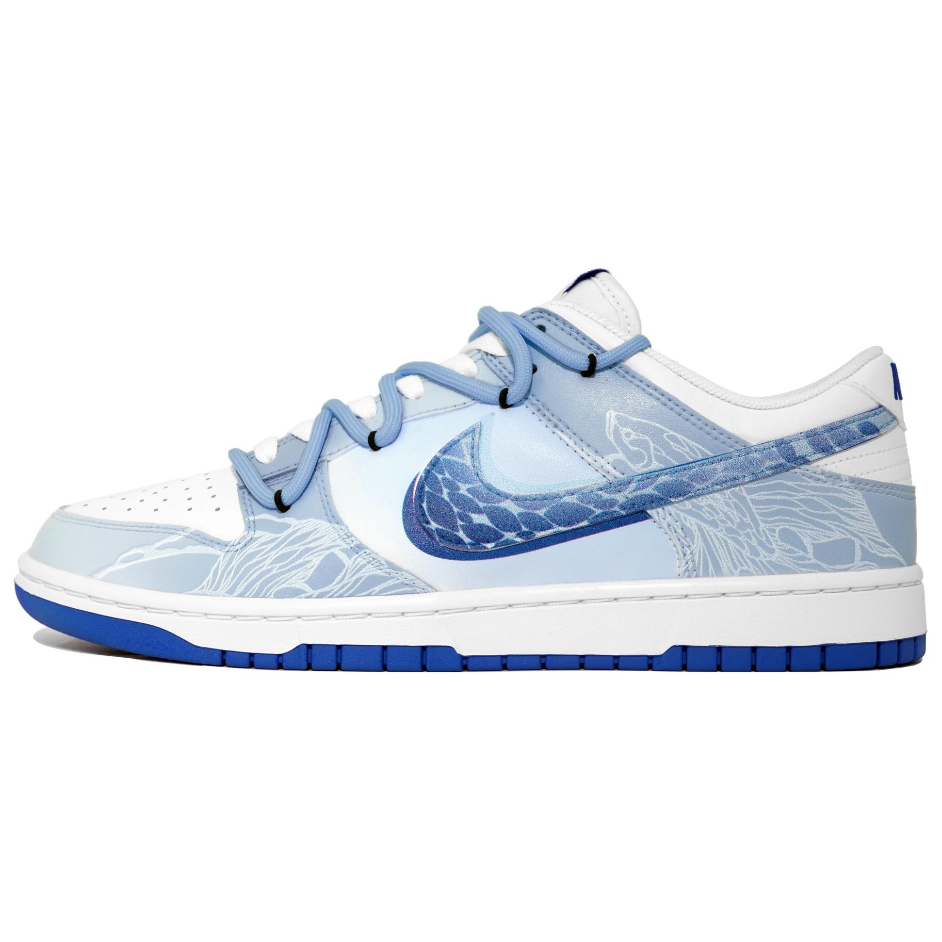 Nike Dunk 'Royal Kaleidoscope, Water Mirror, Box Low top Skateboard Shoes Women's Blue White