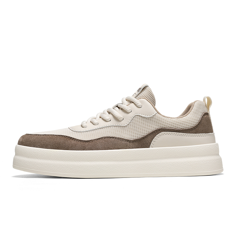 Jeep Skateboard Shoes Men Low Top Beige Brown