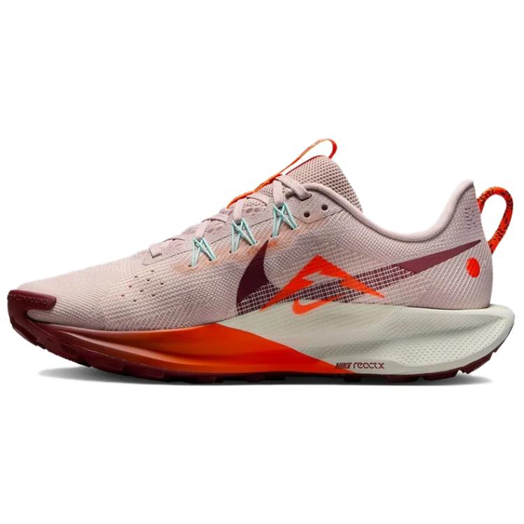 Nike REACTX PEGASUS TRAIL 5 Abrasion Resistant Low top Running Shoes Women's Pink Orange White