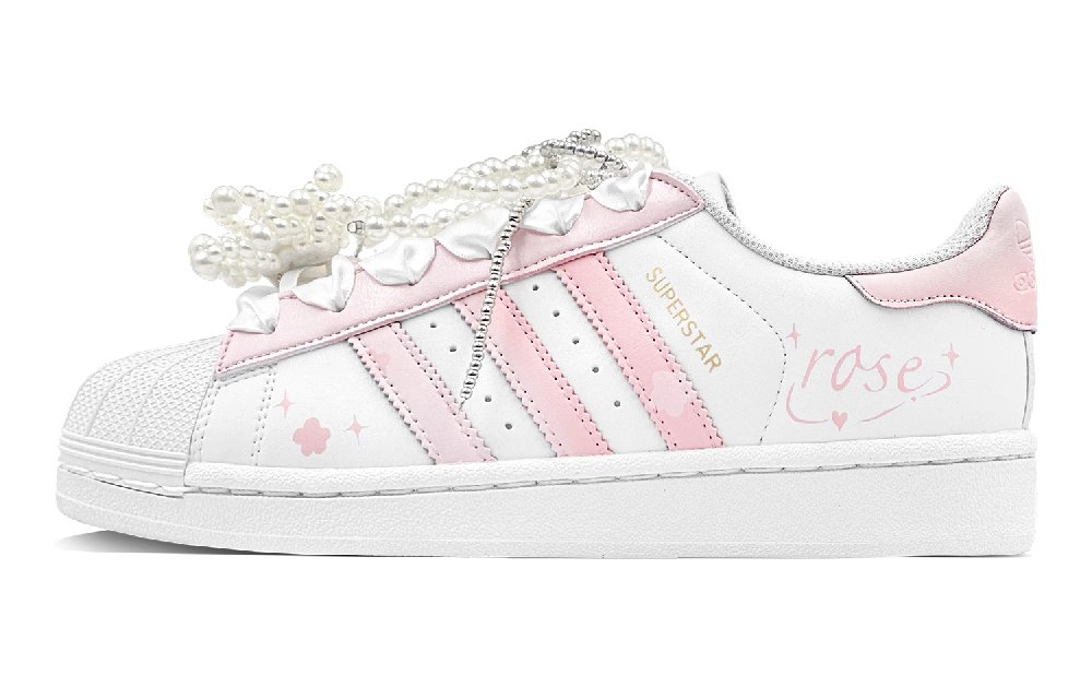 Adidas Originals SUPERSTAR Anti-Slip Wear-Resistant Low-Top Skateboard Shoes Unisex White Pink