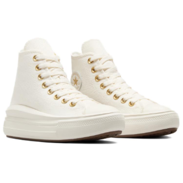 Chuck Taylor All Star Converse Move Platform High GS 'Tonal Canvas - Egret Metallic Light Gold'