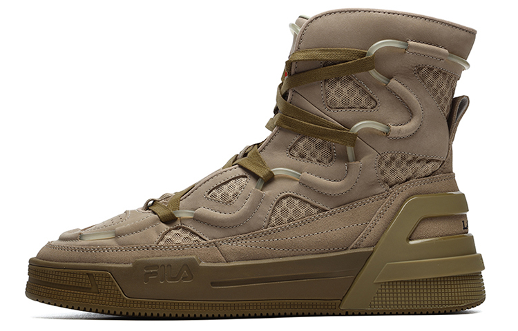 Lanvin x FILA Salto Nougat High Top Skateboard Shoes Men's Brown