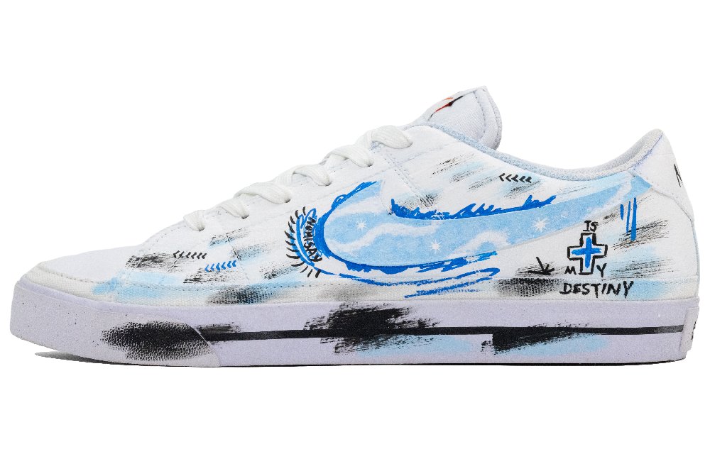 Nike Court Legacy Abrasion Resistant Low Top Skateboard Shoes Unisex White Blue