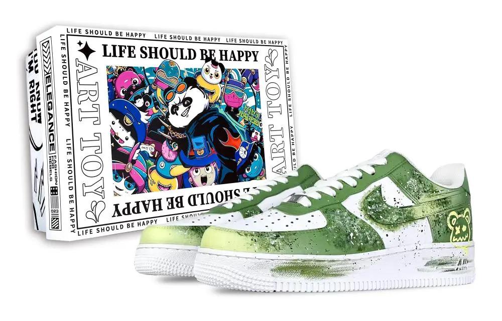 Nike Air Force 1 GANMI Bear, Trendy Toy Box Low top Skateboard Shoes Unisex Emerald Green