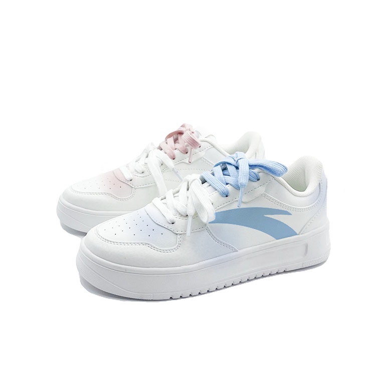 Anta Relaxed Anti Slip Wear Resistant Low Top Skateboard Shoes Unisex Pink Blue Mismatched