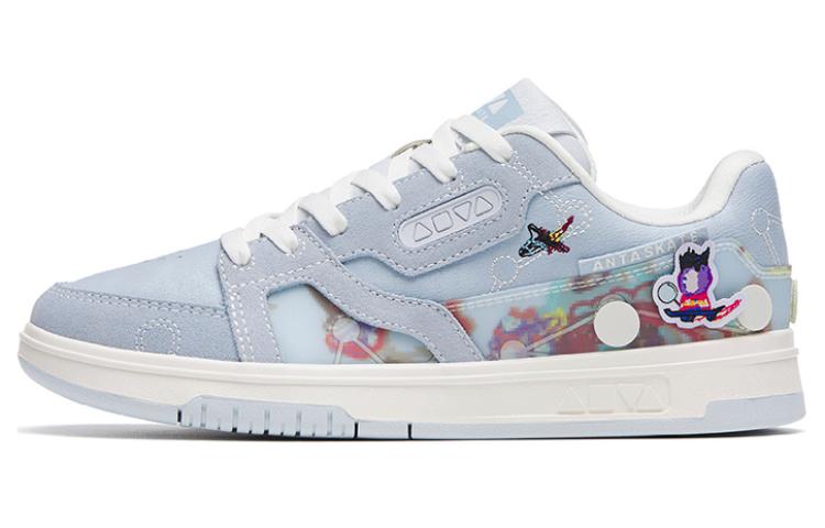 Anta AOYU Aeroplane Chess Slip Resistant Abrasion Resistant Low top Skateboard Shoes Women's Light Blue White