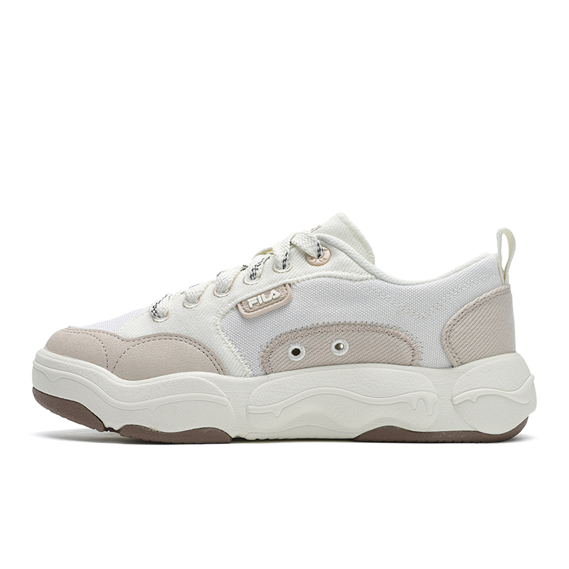 FILA BURGER Hamburger Shoes Breathable And Lightweight Low Top Canvas Shoes Women's White Yellow