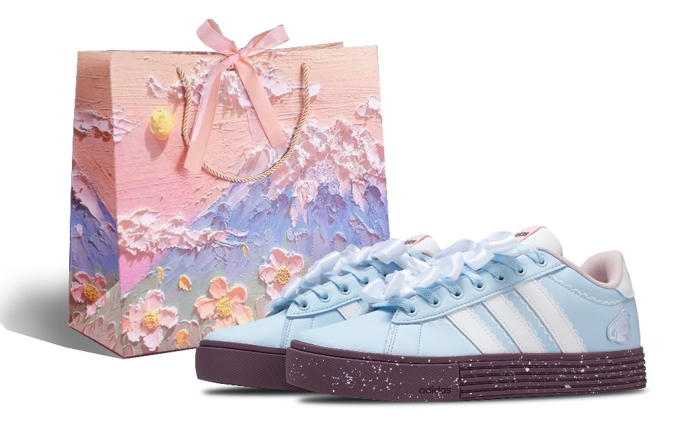 Adidas Daily 4.0 Angel Wings Abrasion Resistant Low Top Skateboard Shoes Unisex Light Blue