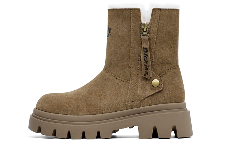 Dickies Warm Wear-Resistant Height Increasing Slip-Resistant Coverage 14.5cm Snow Boots Women's Light Brown