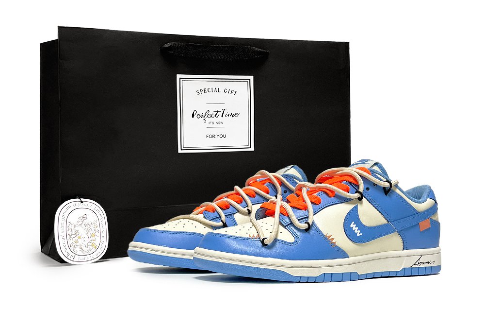 Nike Dunk Blue Orange Pulse, Shopping Bag Abrasion Resistant Low Top Skateboard Shoes Unisex Orange Blue