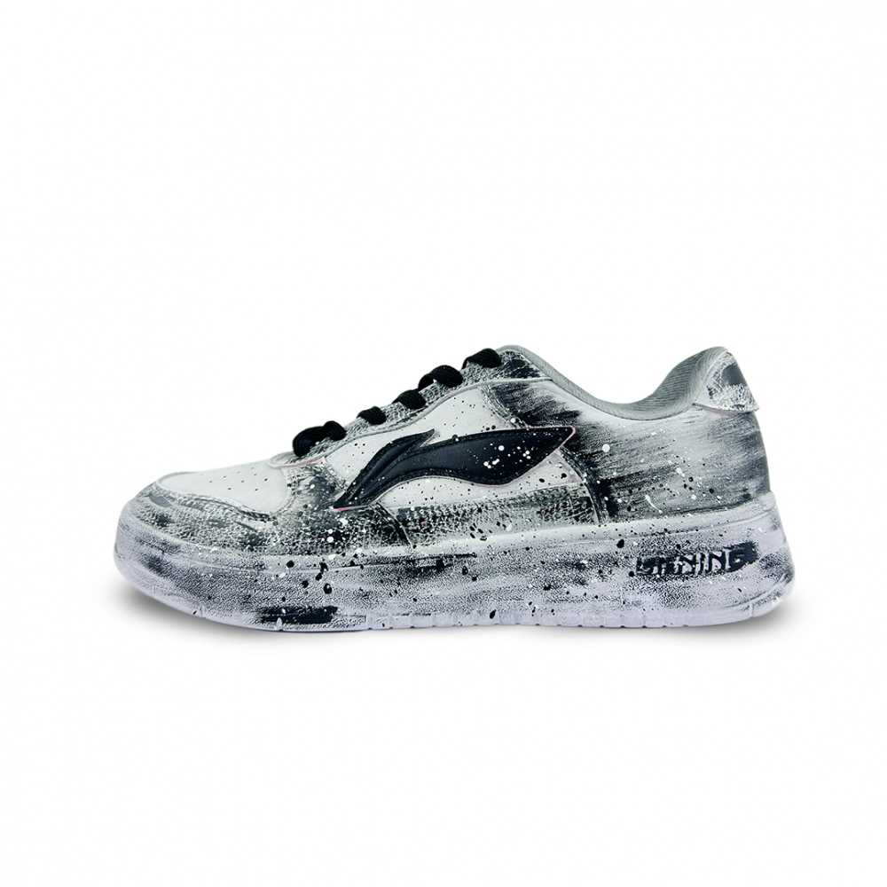 LiNing Pontoon Boats Abrasion Resistant Breathable Low top Skateboard Shoes Men's Gray Black