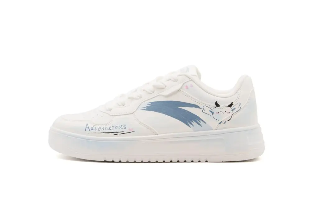 Anta Relaxed Cushioning, Wear Resistant Low top Skateboard Shoes Unisex White Blue
