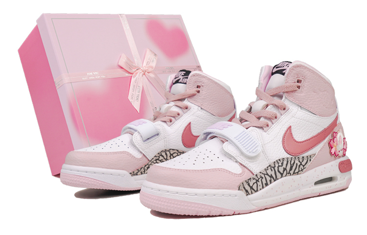 Jordan Legacy 312 Anti-Slip Wear-Resistant High-Top Vintage Basketball Shoes Women's Pink White