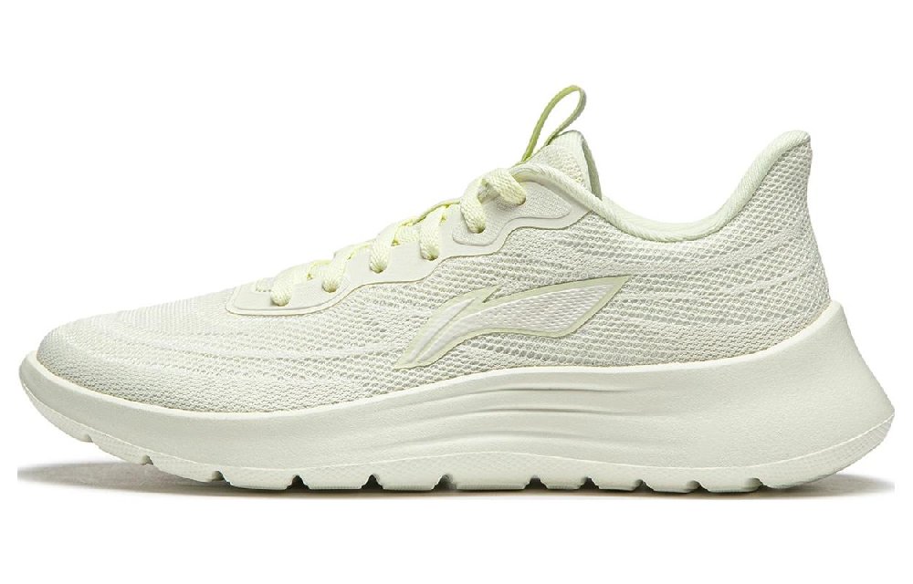 LiNing Feather Cushioning Wear Resistant Low Top Casual Running Shoes Women's Cream White