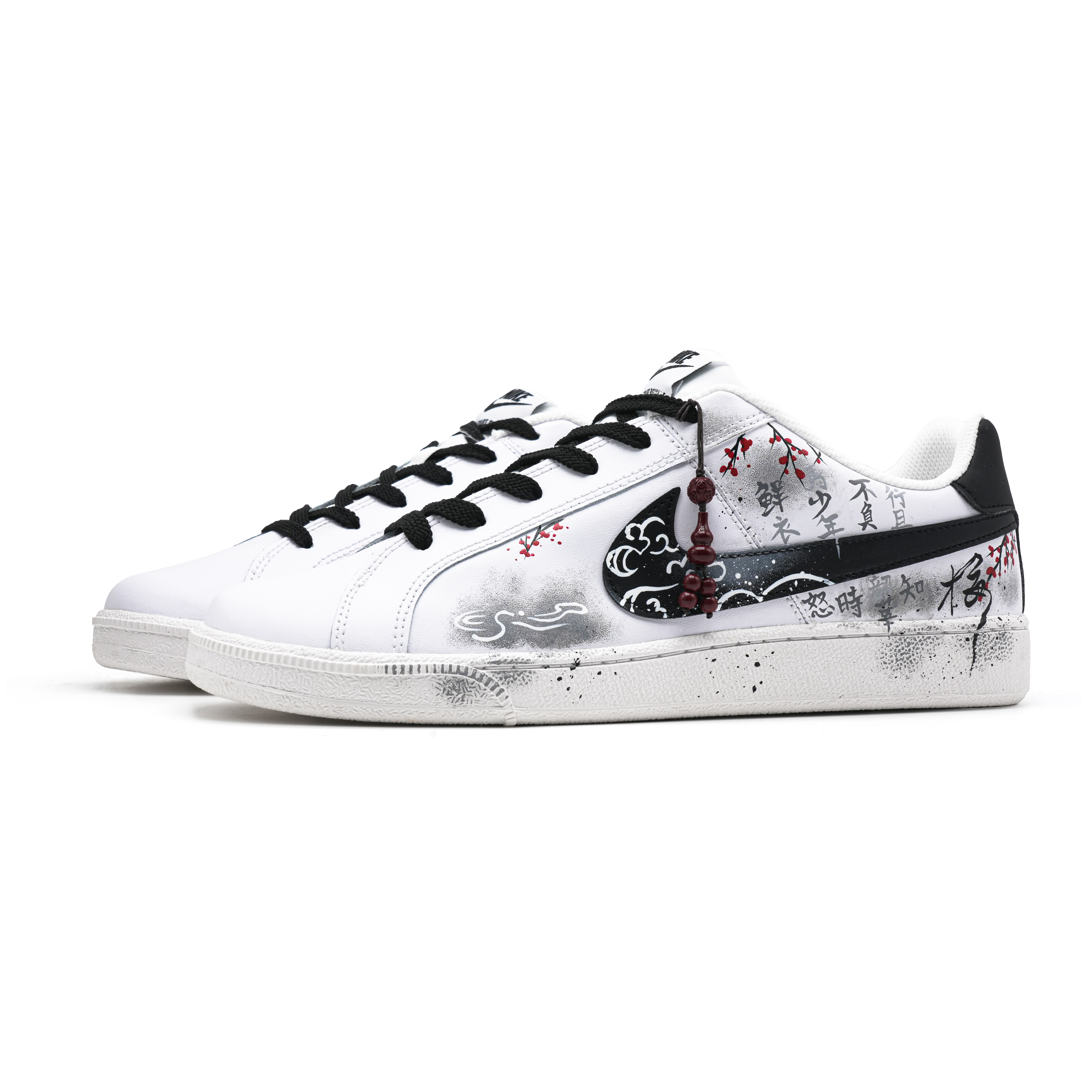 Nike Court Royale Ink Plum Blossom Abrasion Resistant Low top Skateboard Shoes Unisex Black White купить в интернет-магазине Yoocart с быстрой доставкой по России.