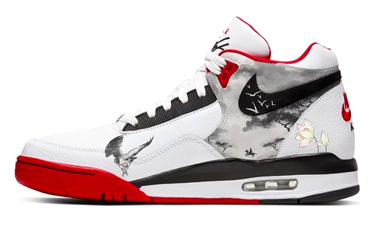 Nike Flight Legacy Mid-Top Vintage Basketball Shoes Men's Red White
