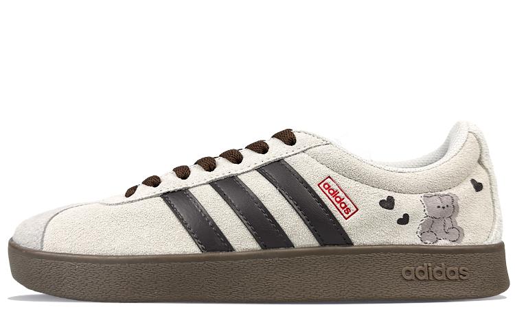 Adidas Neo Vl Court Slip-Resistant Cushioning Wear-Resistant Low-Top Skateboard Shoes Unisex Gray Coffee