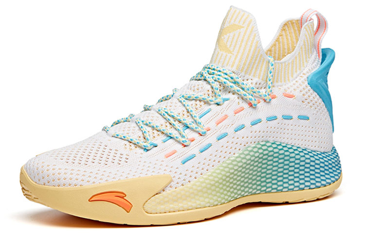 Anta KT5 Low Thompson Yuanlai Such Cushioning Anti-Slip And Wear-Resistant Mid-Top Basketball Shoes Men's White Blue