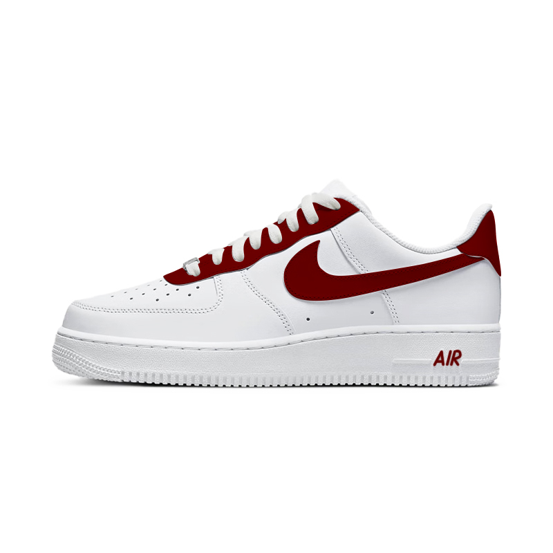 Nike Air Force 1 Low Top Skateboard Shoes Unisex White Red