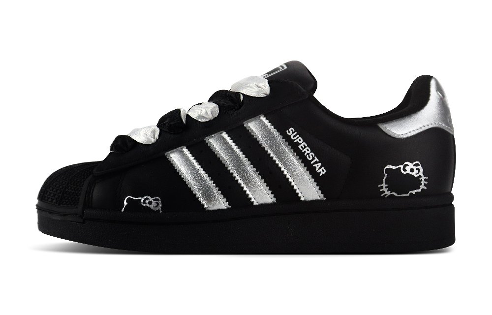 Adidas Originals Superstar 2 Wear resistant And Lightweight Low Top Skateboard Shoes Unisex Black Silver