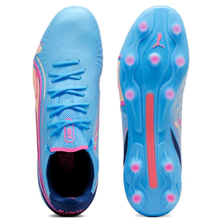 PUMA KING ULTIMATE FG/AG Soccer Shoes Men Low Top Bright Blue/Pink купить в интернет-магазине Yoocart с быстрой доставкой по России.