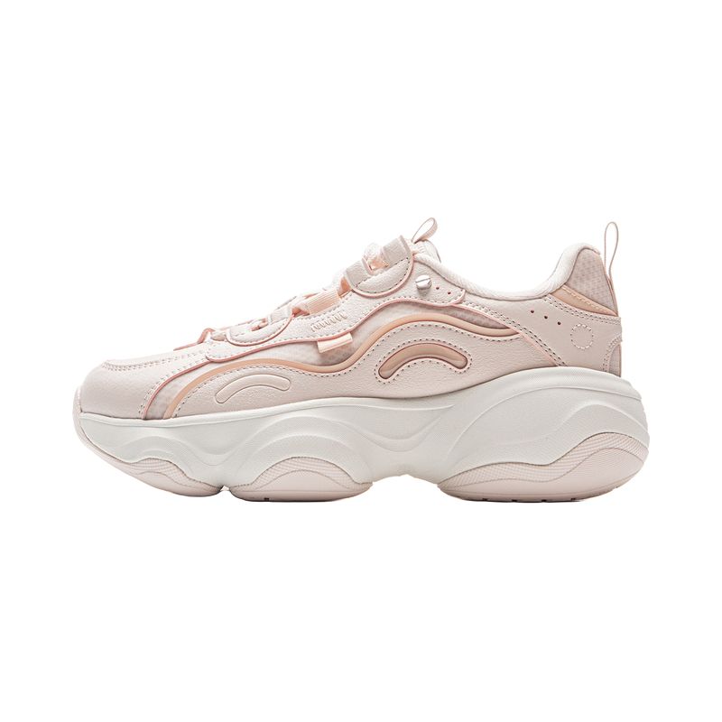 LiNing Honey Abrasion Resistant Height Increasing Low top Chunky Sneakers Women's Pink