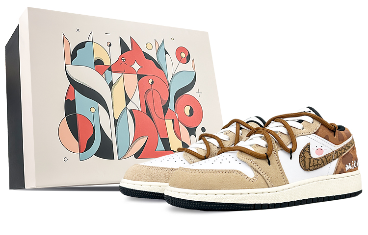 Jordan Air Jordan 1 Low-Top Vintage Basketball Shoes Women's White Brown