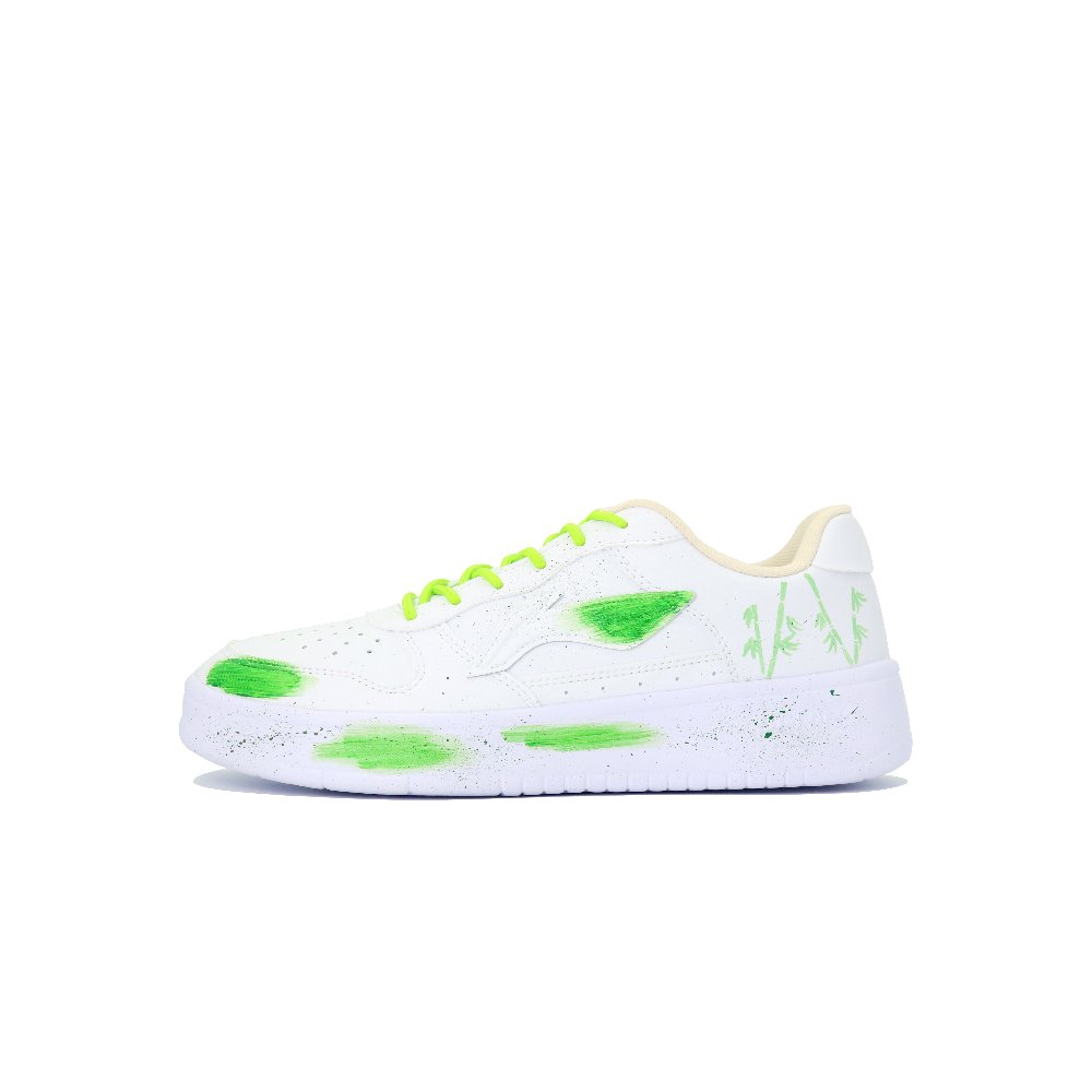 LiNing Pontoon Boats Slip Resistant, Abrasion Resistant, Breathable Low Top Skateboard Shoes Unisex Green White