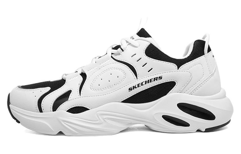 Skechers Cushioning Anti-Slip And Wear-Resistant Height Increasing Low-Top Chunky Sneakers Men's White Black