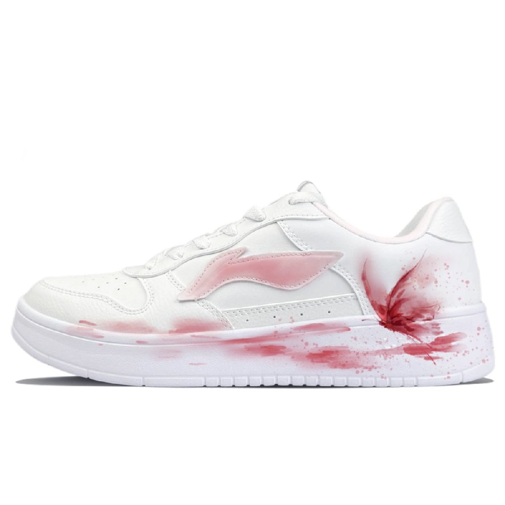 LiNing Pontoon Boats Slip Resistant Low Top Skateboard Shoes Women's White Red