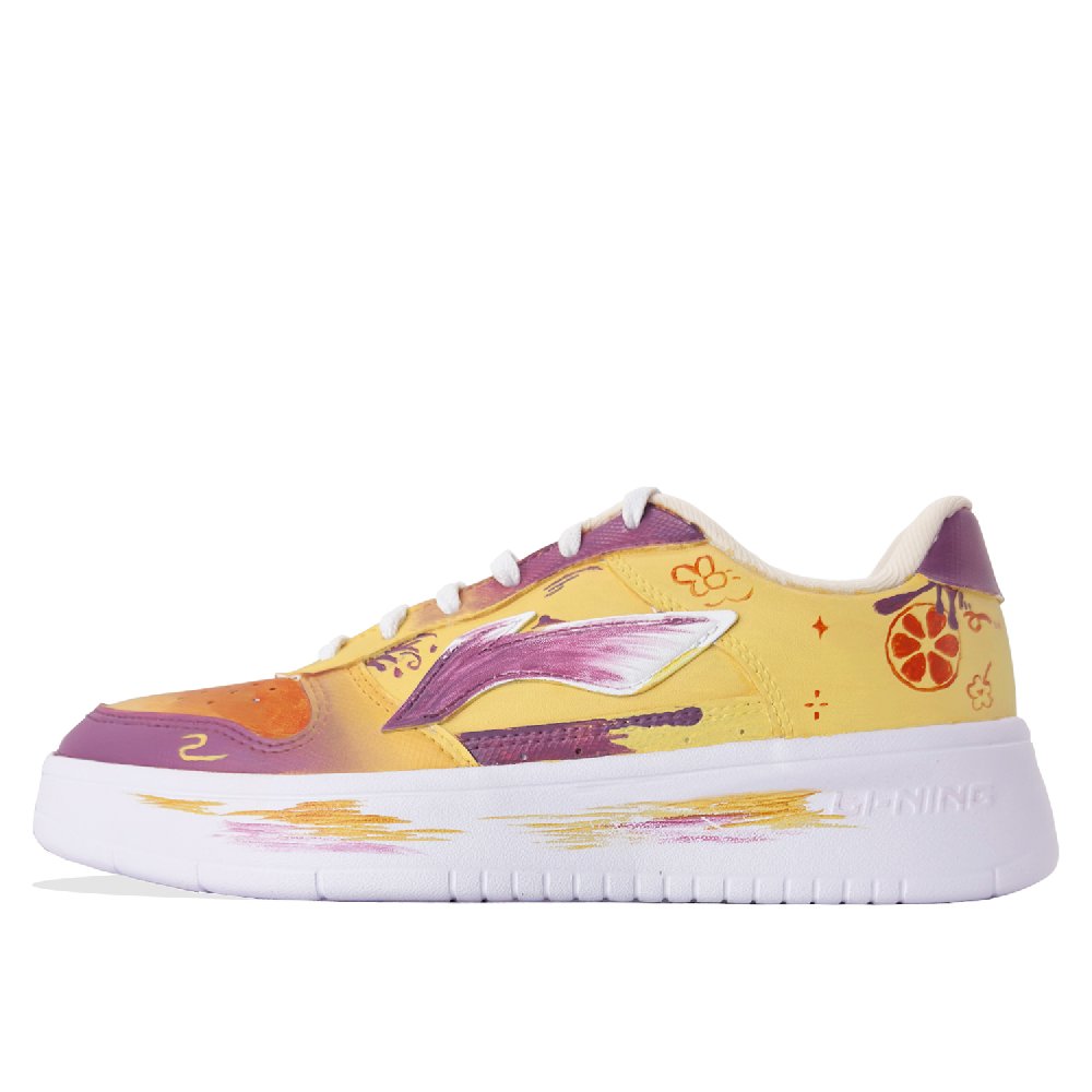 LiNing Pontoon Boats Lightweight And Wear resistant Low Top Skateboard Shoes Women's Yellow Purple