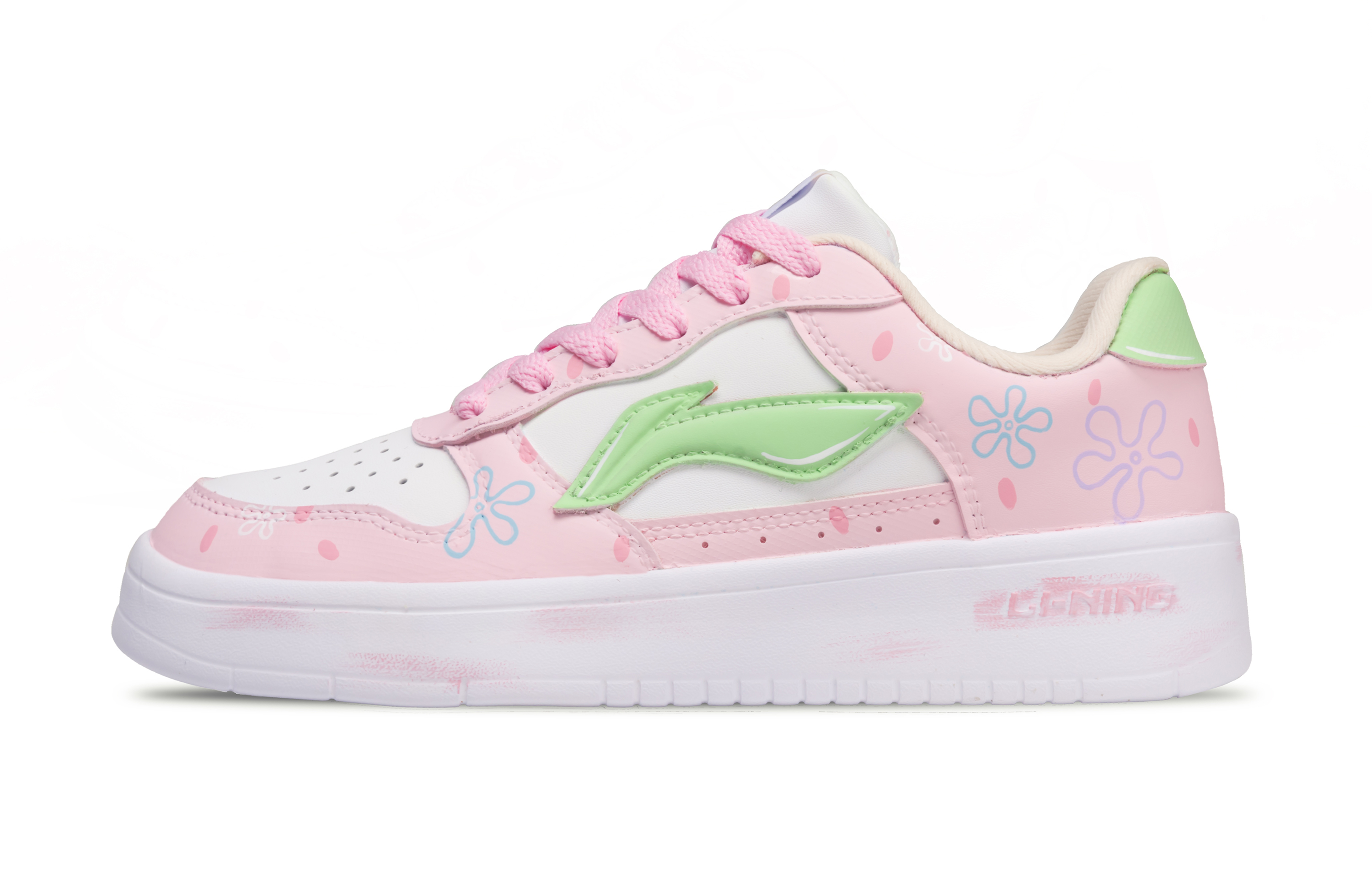 LiNing Pontoon Boats Low top Skateboard Shoes Women's Yellow Pink Mismatched