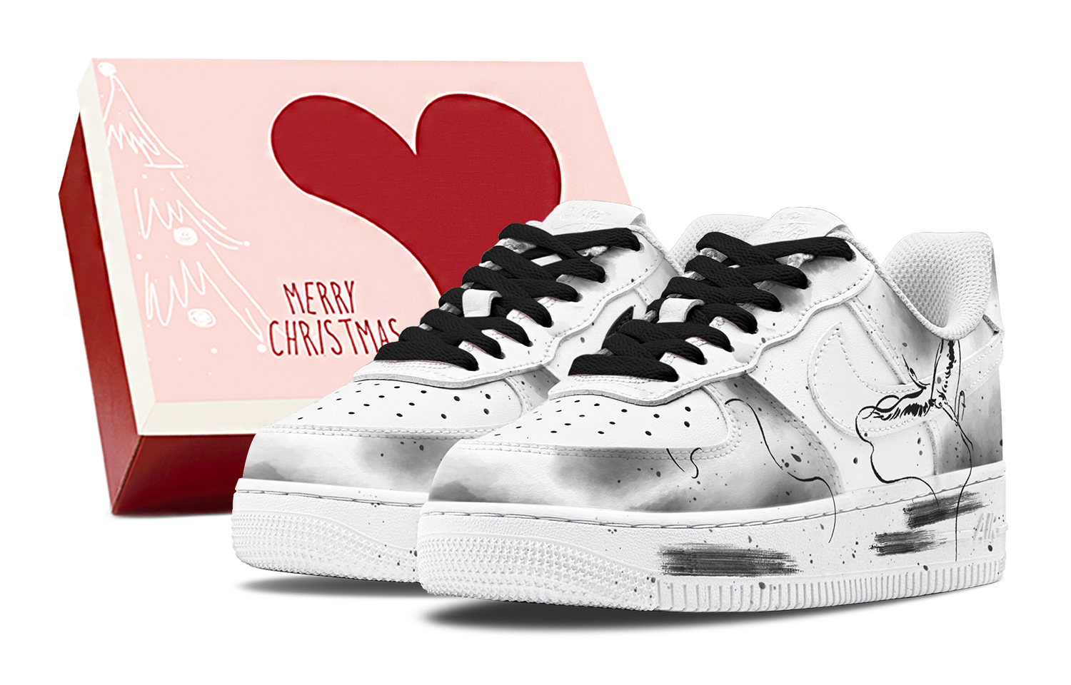 Nike Air Force 1 Air Force 1 Slip Resistant Abrasion Resistant Low top Skateboard Shoes Men's White Black