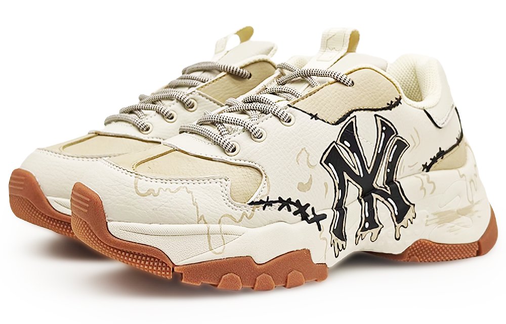 MLB Non-slip Support Low-Top Chunky Sneakers Unisex Beige Brown Black
