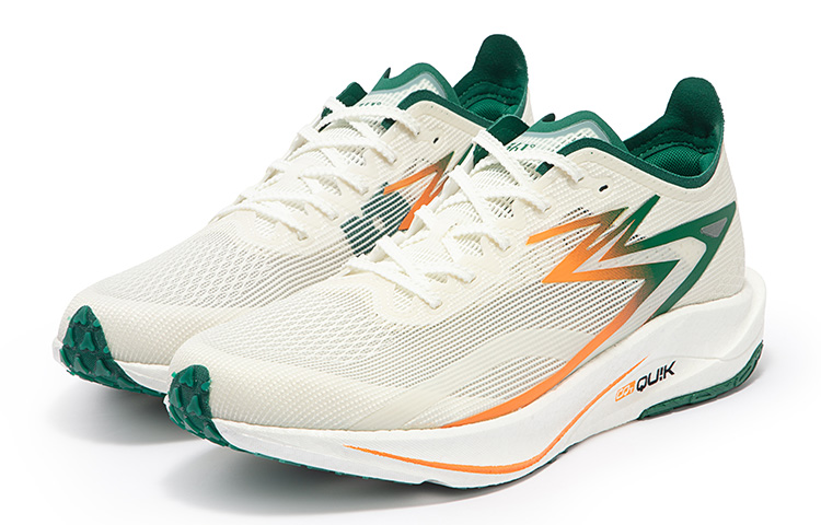 361° Speed Team Cushioned Slip Resistant Abrasion Resistant Breathable Low Top Sprint Running Shoes Unisex White Green