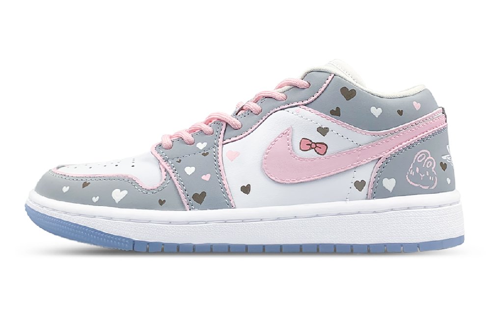 Jordan Air Jordan 1 Low-Top Vintage Basketball Shoes Women's Gray Pink White