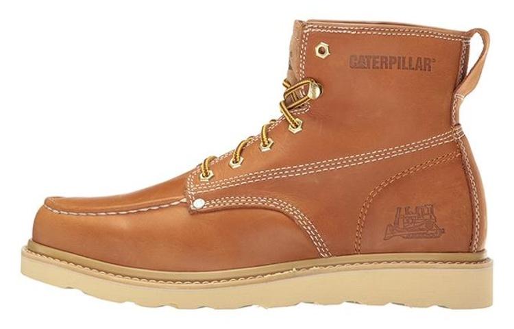 CAT Wear-Resistant Slip-Resistant Ankle-Length Outdoor Boots Men's Brown Yellow