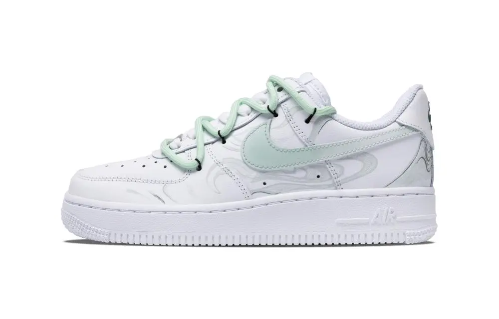 Nike Air Force 1 Cyan Wave Slip Resistant Abrasion Resistant Low top Skateboard Shoes Men's Green
